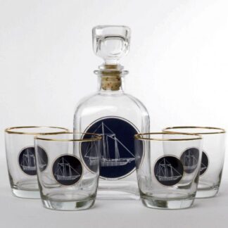 Decanter & Two Cocktail Glasses Elephant Polo Glasses