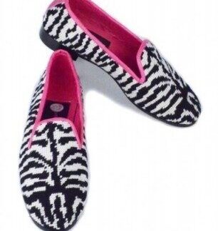 Pink Tassle on Lime Needlepoint Womens Shoe, Special Order,By Paige