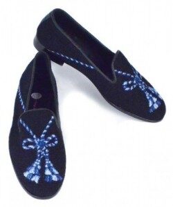 Anchor on Navy Needlepoint Womens Shoe, Special Order,By Paige