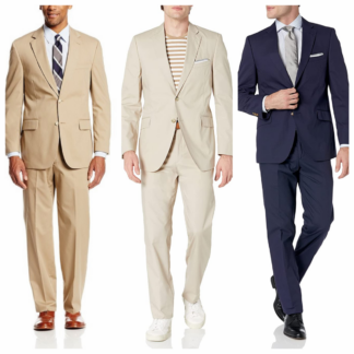Dann Classic Summer Suits Blue/White Seersucker, 100% Cotton, 2 Button Center Vent, Plain Front Pant