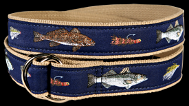 Fun D-Ring Belt, Flags on Navy, Special Order