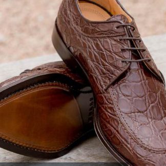 Caiman Crocodile Lace Up Shoe Cap Toe