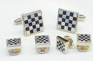 CuffLinks Checkerboard Set Onyx/Mother of Pearl