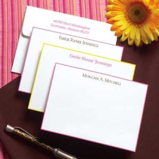 Hot Pink Hand Bordered Cards 50 Printed Envelopes, 50 Printed Cards