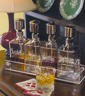 Trout Decanter SET with 4 Old Fashioned Glasses