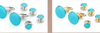 Colorful Cuff links and Stud Set--Navy