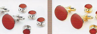 Colorful Cuff links and Stud Set--Lipstick Red