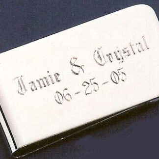 Sterling Silver Basketweave Money Clip, Roman Initials