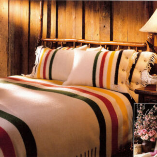 Hudson's Bay Point Blanket Collection, Set of Two Fringed Pillow Shams, Natural with Multi Stripe