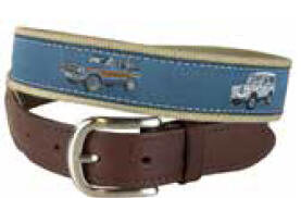 Fun Patterned Leather Tab Belt,Blue Red Repp, Special Order, YOUTH SIZING