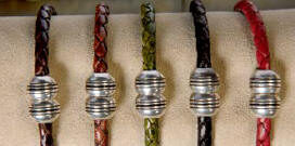 Torino Harness Whipstich with Magnetic Silver Plate Clasp Bracelet