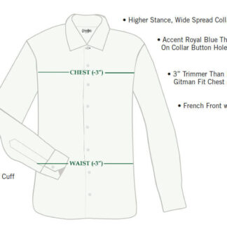 Gitman ROYAL WHITE Mini Twill Dress Shirt White 100% Cotton, MX2 Tailored Fit