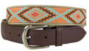 Fun Patterned Leather Tab Belt,Fish Flags,Special Order, YOUTH SIZING