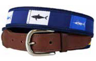 Fun Patterned Leather Tab Belt,Mint Navy Repp, Special Order, YOUTH SIZING