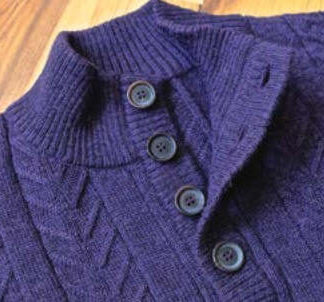 Dann Premium 100% Baby Alpaca SHAWL COLLAR Long Sleeve Sweater, Contemporary Fit