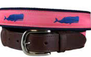 Fun Collegiate Striped Leather Tab Belt, Custom Special Order, YOUTH SIZING