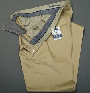 Poston Price Casual Trousers Plain Front Gabardine, Sand