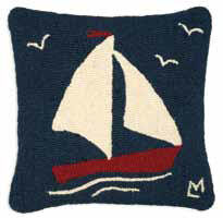 Boat Buoy Handmade Hooked Pillow