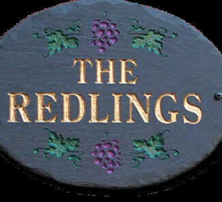 Hanging House sign with motif, single sided,Black Slate with Gold Letterin
