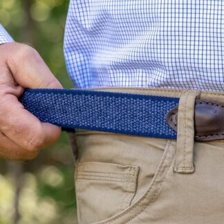 Solid Heather Stretch Leather Tab Belt, Special Order
