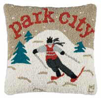 Ski Vermont Handmade Hooked Pillow